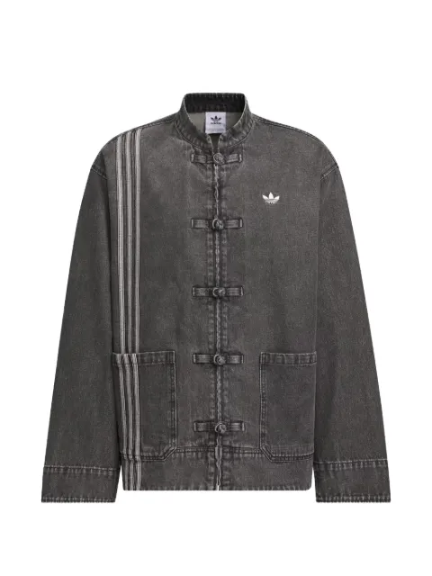 adidas frog-fastening denim jacket Grey JY8275