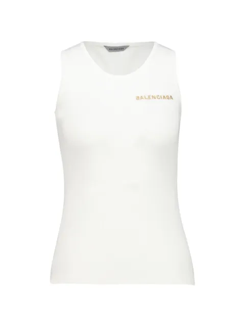 Balenciaga logo-embroidered tank top White A000JDT3465