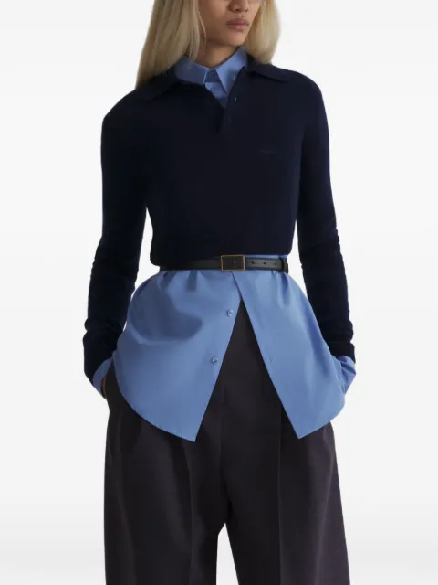 Mugler cashmere cropped polo top Blue 26F2TO09091144
