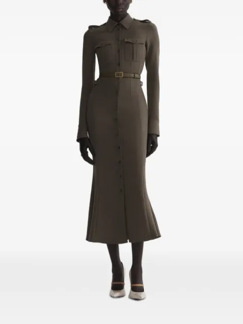 Mugler kaki military shirt dress Green 26F1RO18601035