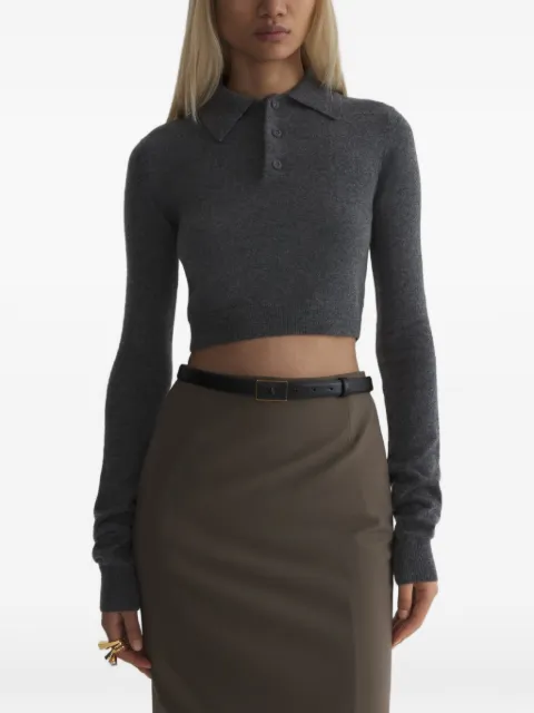 Mugler cashmere cropped polo top Grey 26F2TO09091144