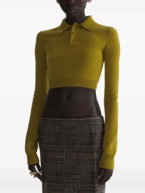 Mugler cashmere cropped polo top Yellow 26F2TO09091144