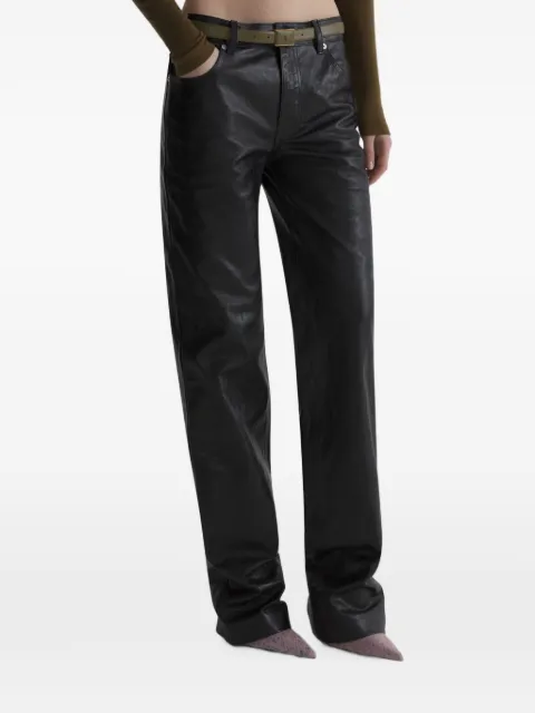 Mugler low waist masculine leather pants Black 26F9PA05369040