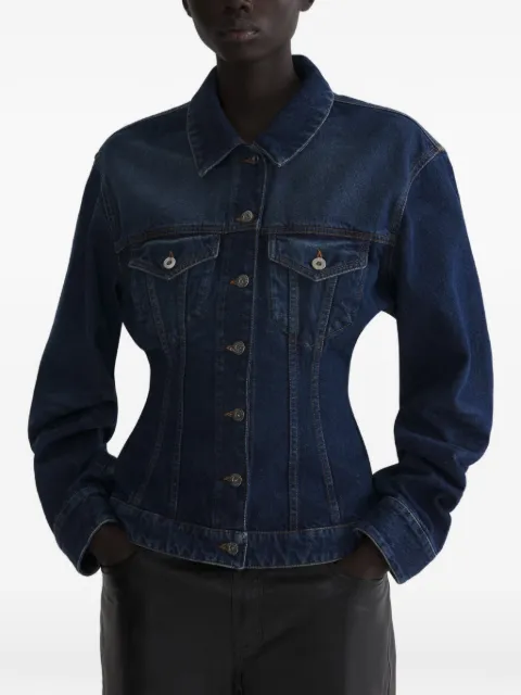 Mugler hourglass round denim jacket Blue 26F6VE05012037