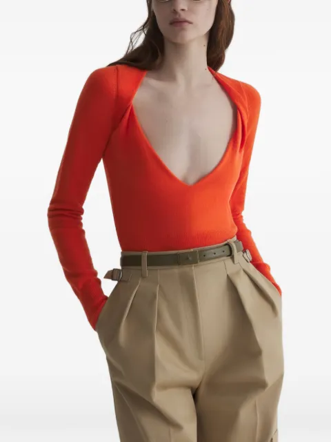 Mugler cashmere V-neck knit top Red 26F2TO09101144