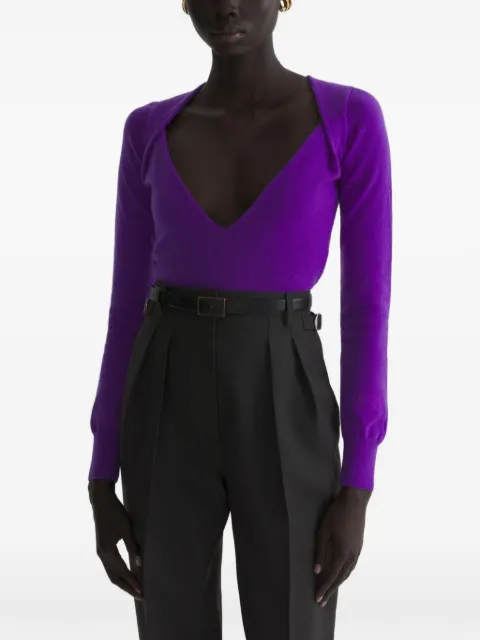Mugler cashmere V-neck knit top Purple 26F2TO09101144