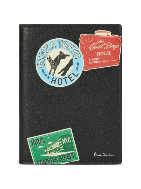 Paul Smith black Hotel Stickers leather passport holder Black M1A5022WTRSTA