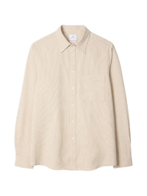 PS Paul Smith regular-fit taupe textured-stripe shirt Neutrals M2RA110W22701
