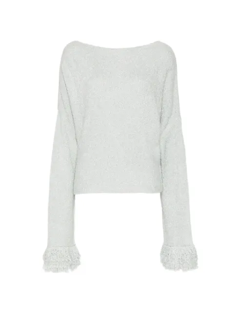 Aya Muse off-the-shoulder bouclé sweater Green AMSS2672