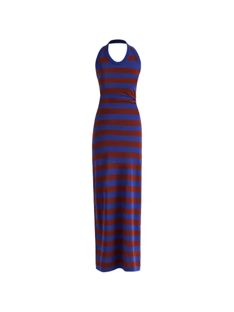 Proenza Schouler Frann striped halterneck maxi dress Blue R2637385KC162