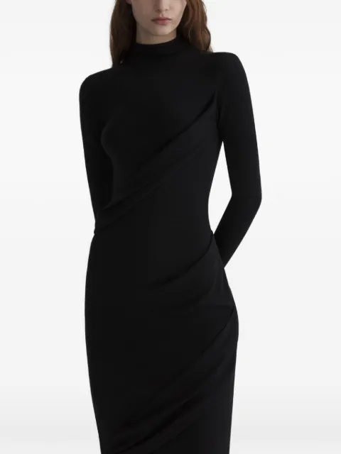 Mugler midi draped turtleneck dress Black 26F1RO18721038
