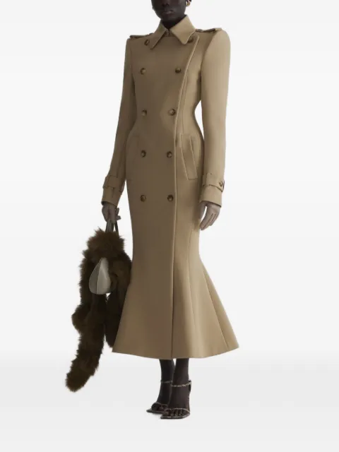 Mugler long double-breasted hourglass trench coat Neutrals 26F1MA0216272