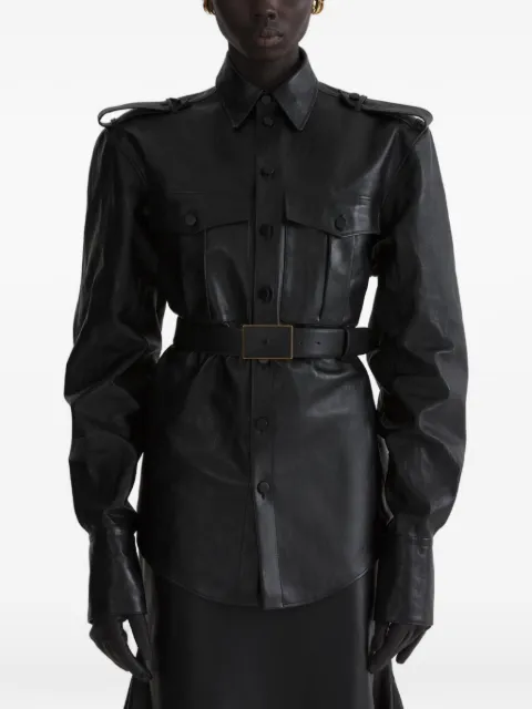 Mugler leather military shirt Black 26F9TO08959040