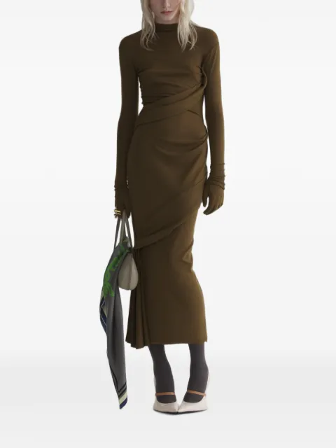 Mugler midi draped turtleneck dress Brown 26F1RO18721038
