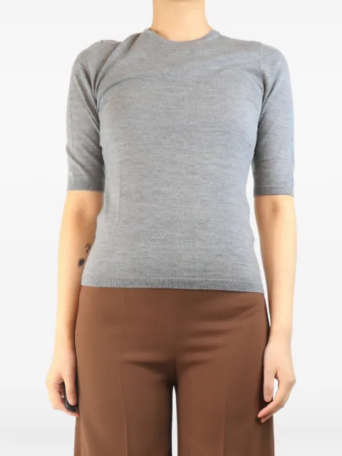 Allude short-sleeved wool top Grey GREYSHORTSLEEVEDWOOLTOP