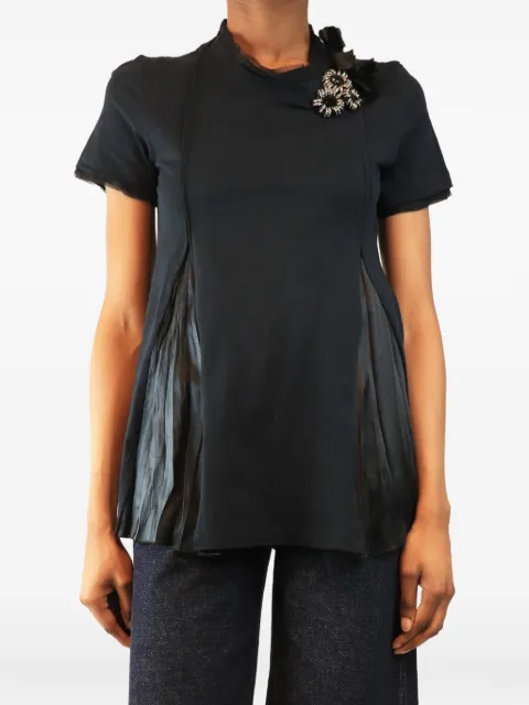 Prada Pre-Owned embellished pleated blouse Black DEEPNAVYEMBELLISHEDBLOUSE