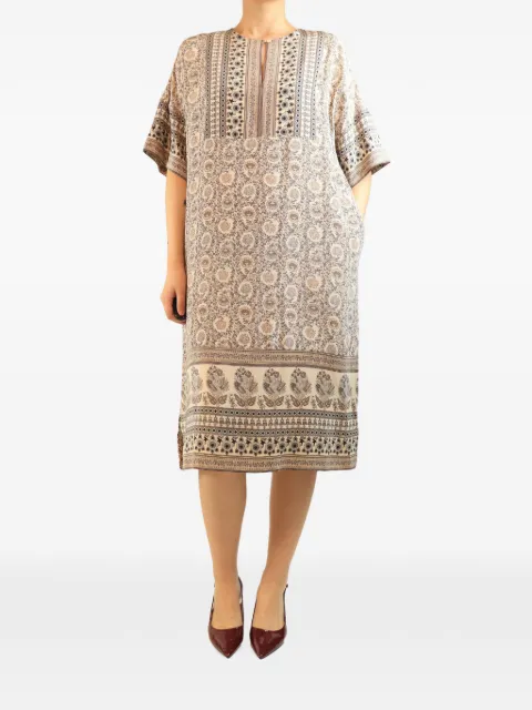 Sea floral-print silk dress Neutrals NEUTRALFLORALPRINTEDSILKDRESS