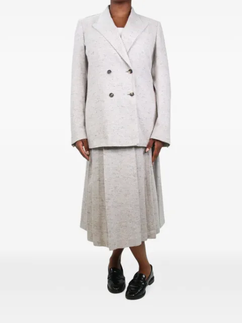 Gabriela Hearst double-breasted pleated skirt set Grey LIGHTGREYCASHMEREDOUBLEBREASTEDBLAZER