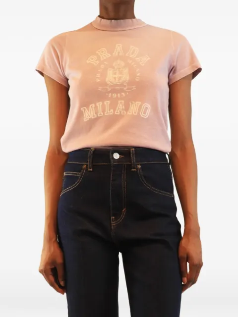 Prada Pre-Owned distressed logo T-shirt Pink LILACDISTRESSEDLOGOTSHIRT