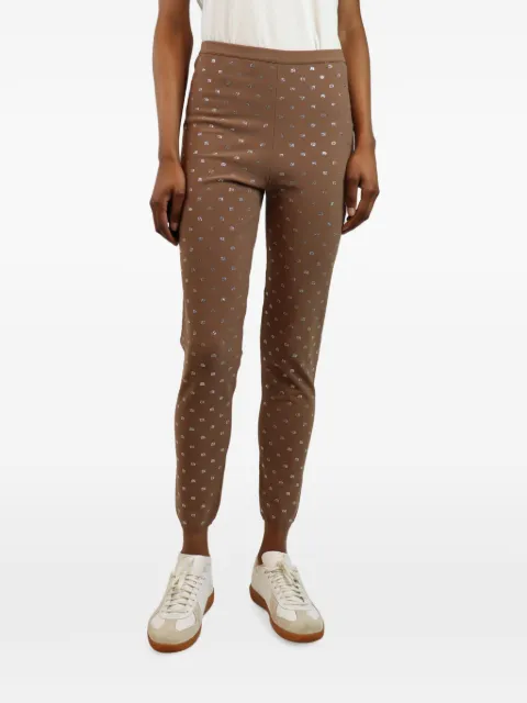 Pre-Owned Alexander Wang crystal-embellished jersey leggings Brown BROWNCRYSTALEMBELLISHEDJERSEYLEGGINGS