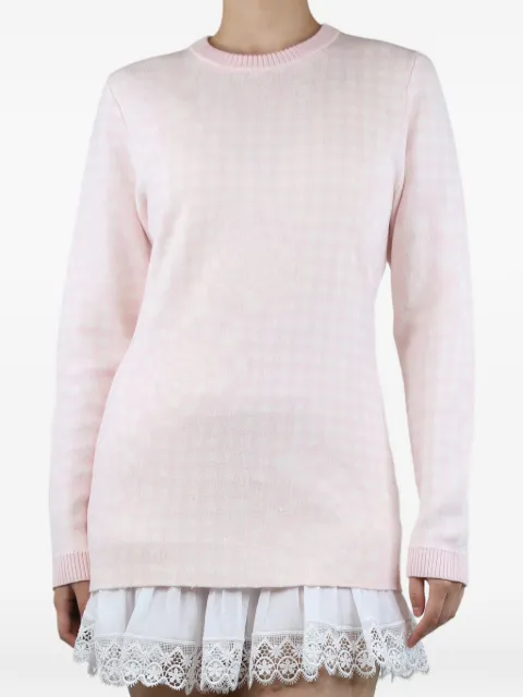 Brandon Maxwell floral-gingham sweater Pink PINKFLORALGINGHAMWOOLJUMPER