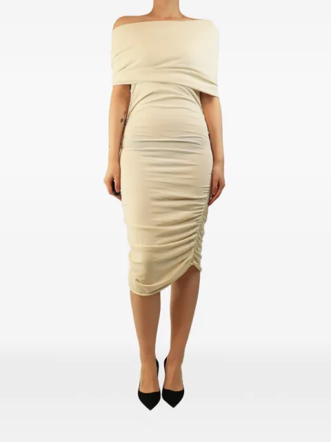 KHAITE Pre-Owned Aerica off-shoulder dress Neutrals CREAMAERICAOFFSHOULDERDRAPPEDMINIDRESS