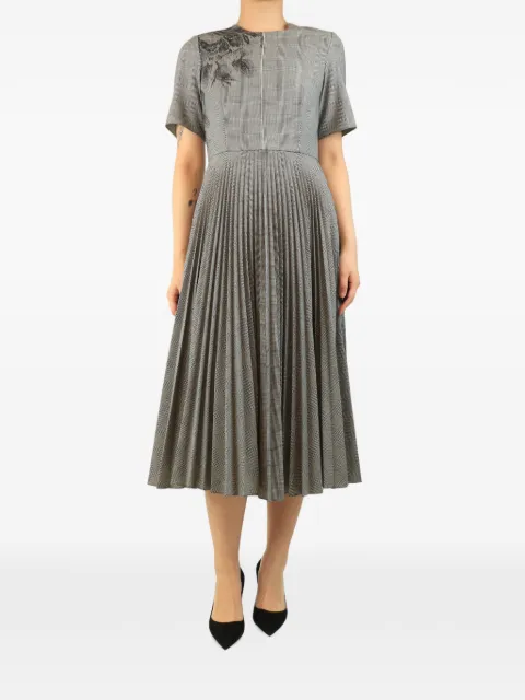 ERDEM Prince of Wales-check pleated midi dress Grey BLACKANDWHITEPRINCEOFWALESCHECKPLEATEDMIDIDRESS