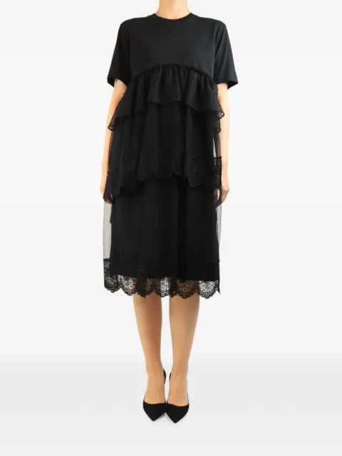 Simone Rocha tiered lace-trim midi dress Black BLACKLACEMIDIDRESS