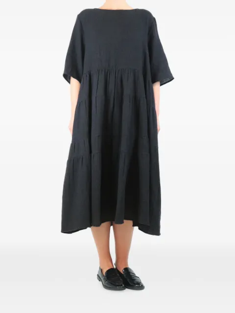 Apuntob Tiered wool dress Black DARKGREYFLOWYWOOLDRESS