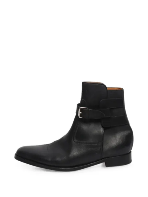 Hermès Pre-Owned buckled-detail ankle boots Black BLACKLEATHERANKLEBOOTS
