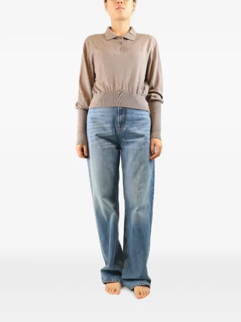 Simone Rocha embellished polo top Neutrals BROWNPOLOKNITTOP