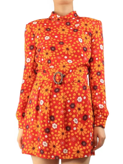 Saint Laurent Pre-Owned floral-print backless mini dress Red REDBACKLESSFLORALMINIDRESS
