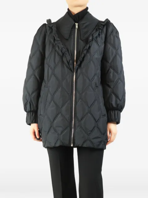 GANNI quilted zip-fastening jacket Black BLACKQUILTEDFRILLJACKET