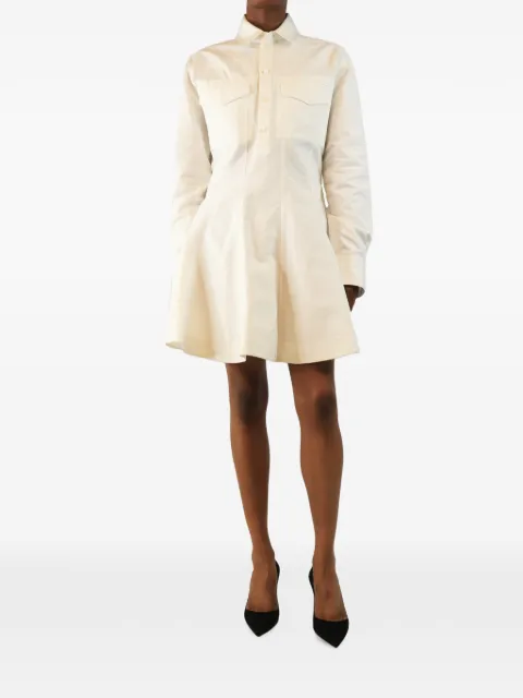 Alaïa Pre-Owned long-sleeve pleated mini dress Neutrals WHITECOTTONPOPLINSHIRTDRESS