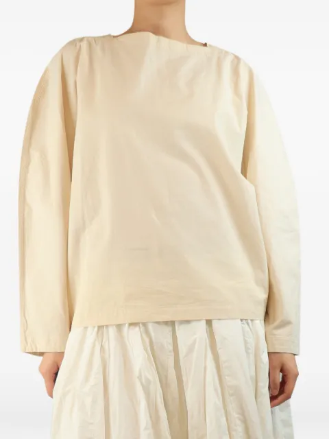 Sono boat-neck long-sleeve top Neutrals CREAMCOTTONTOP