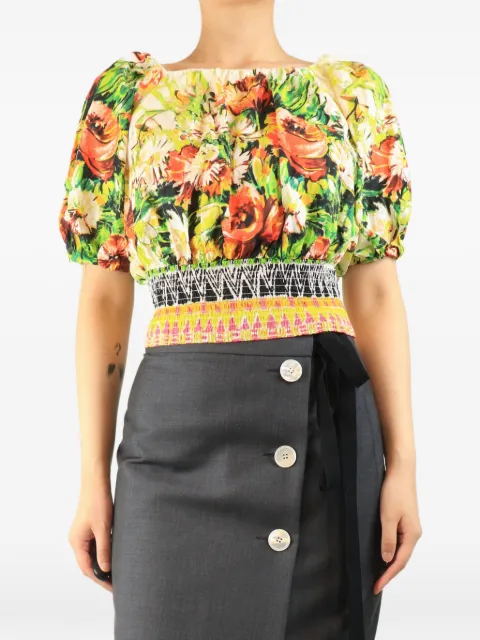 Prada Pre-Owned floral-print blouse Green MULTICOLOURFLORALPRINTEDTOP