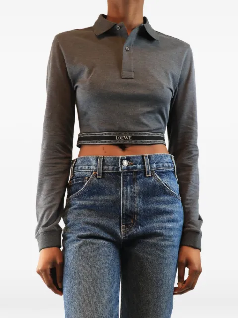 Loewe Pre-Owned cropped logo-waistband polo shirt Grey GREYCROPPEDPOLOSHIRT