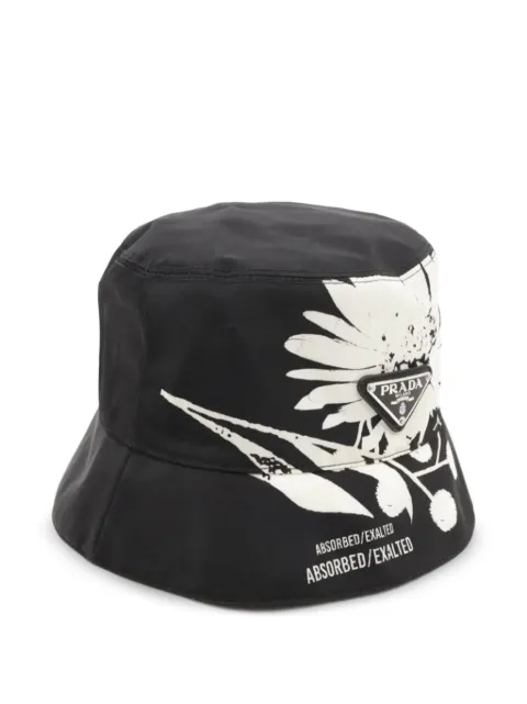 Prada Pre-Owned floral-print bucket hat Black BLACKRENYLONBUCKETHAT