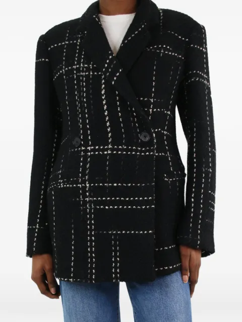 ANINE BING Double-breasted checked-pattern jacket Black BLACKDOUBLEBREASTEDWOOLBLENDJACKET