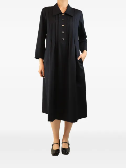 Margaret Howell pleated wool dress Blue NAVYPLEATEDWOOLMIDIDRESS