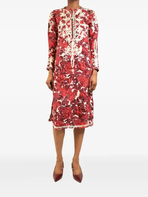 Paul Smith Vintage embroidered silk midi dress Red BURGUNDYSILKEMBROIDEREDMIDIDRESS
