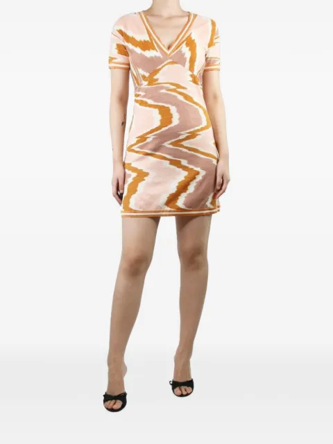 Missoni Pre-Owned V-neck printed mini dress Neutrals ORANGEVNECKLINEPRINTEDWOOLDRESS