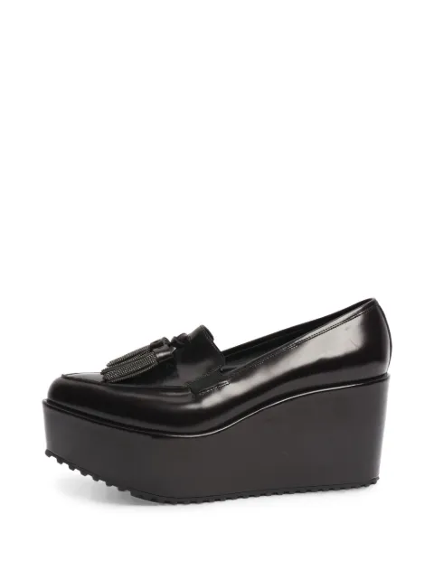 Brunello Cucinelli Vintage tassel-detail platform sandals Brown DARKBROWNTASSELPLATFORMLOAFERS