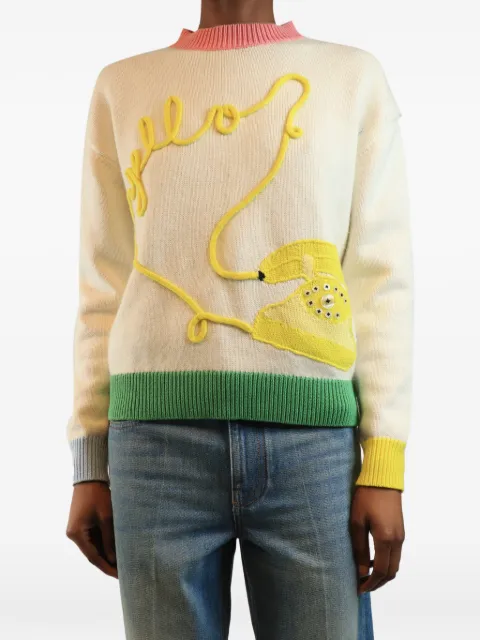 Lela Rose banana phone sweater Neutrals CREAMBANANAPHONEJUMPER