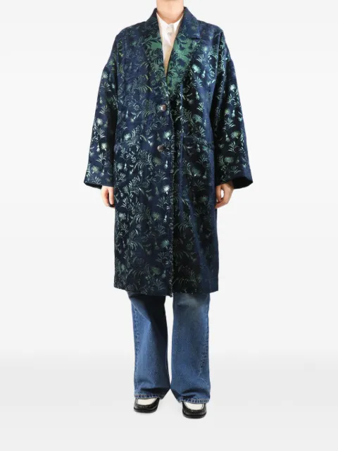 Kristina Ti lurex jacquard coat Blue BLUELUREXJACQUARDCOAT