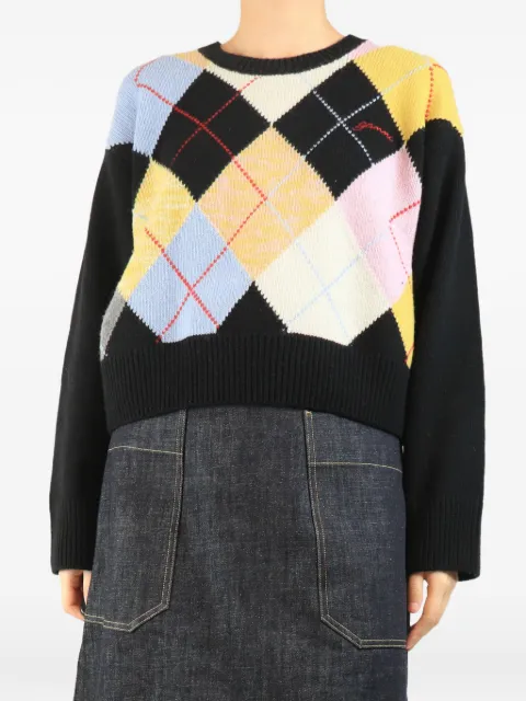 GANNI crew-neck sweater Black BLACKCROPPEDARGYLEJUMPER