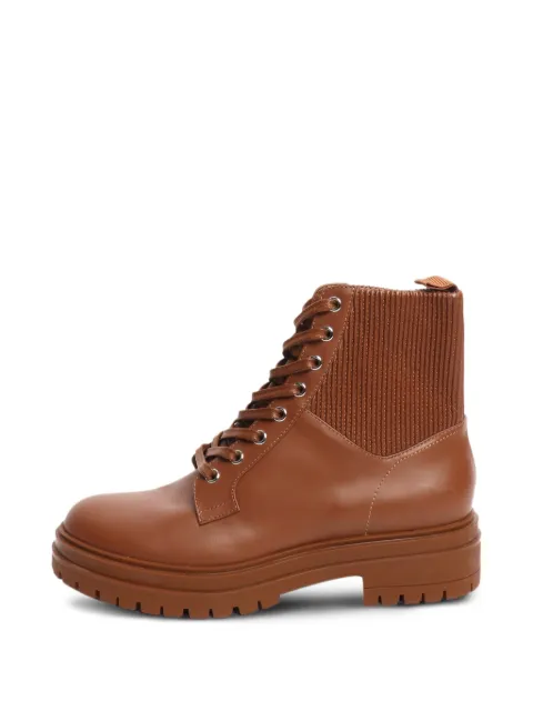 Gianvito Rossi Martis 20 ankle boots Brown BROWNMARTIS20RIBBEDDETAILCOMBATBOOTS