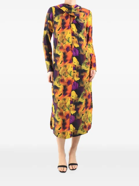 GANNI abstract-print midi dress Yellow MULTICOLOURABSTRACTPRINTMIDIDRESS