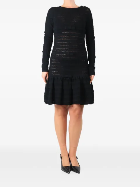 Valentino Garavani Pre-Owned ruffled-hem long-sleeve mini dress Black BLACKLONGSLEEVEBOWDETAILMIDIDRESS