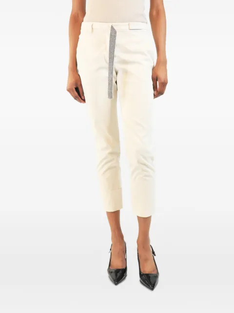 Brunello Cucinelli Vintage belt-loops slim-leg trousers Neutrals WHITESLIMLEGTROUSERSWITHDIAMANTEBELT